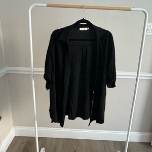 Size XXL Elegant Black Women's Button Down Tee